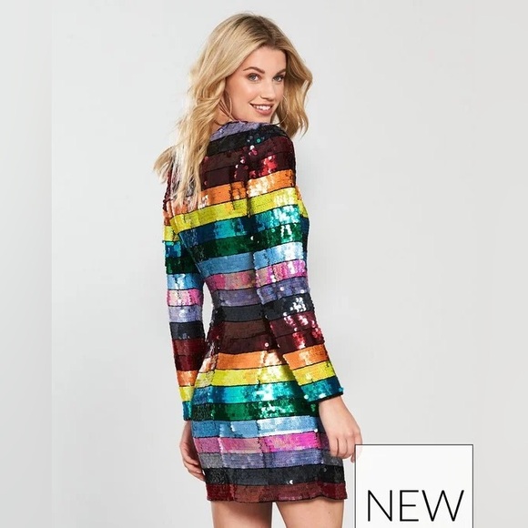 BNWT Very J Rainbow Sequin mini dress. Size 8 - Picture 5 of 8